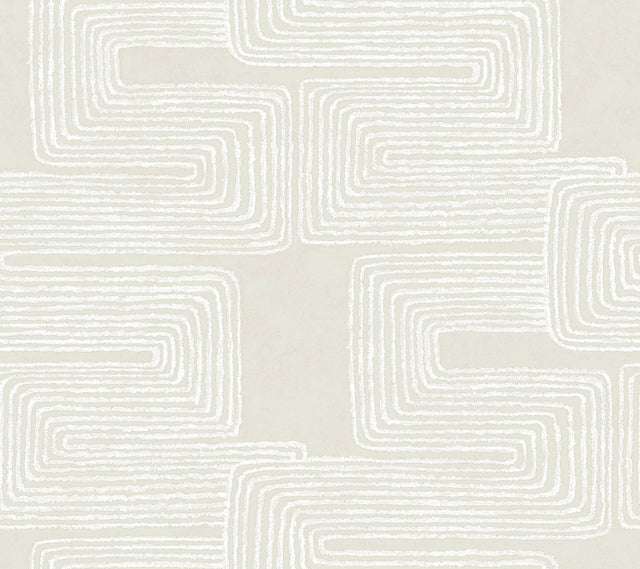 Zulu Thread Neutral & Pearl Wallpaper with Metallic Bohemian Abstract Pattern - York AG2036SAM