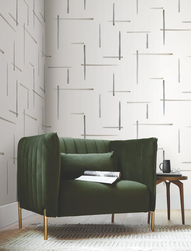 Gilded Sumi-E Black & Gold Wallpaper with Metallic Abstract Brushstroke Pattern, Modern - York AG2041