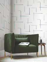 Gilded Sumi-E Blue & Glint Abstract Modern Wallpaper - York AG2042