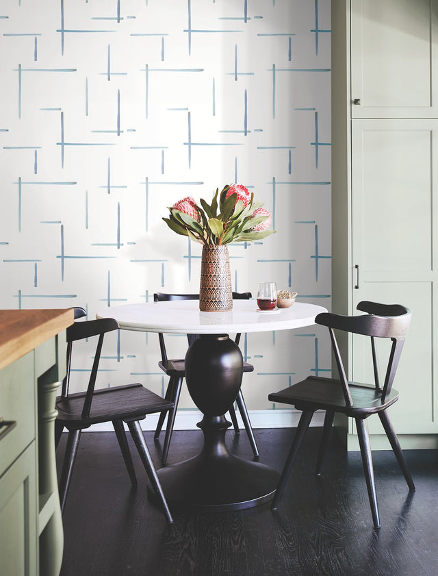 Gilded Sumi-E Blue & Glint Abstract Modern Wallpaper - York AG2042