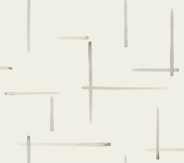 Gilded Sumi-E Neutral & Glint Wallpaper with Metallic Abstract Brushstroke Pattern, Modern - York AG2043