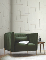 Gilded Sumi-E Neutral & Glint Wallpaper with Metallic Abstract Brushstroke Pattern, Modern - York AG2043
