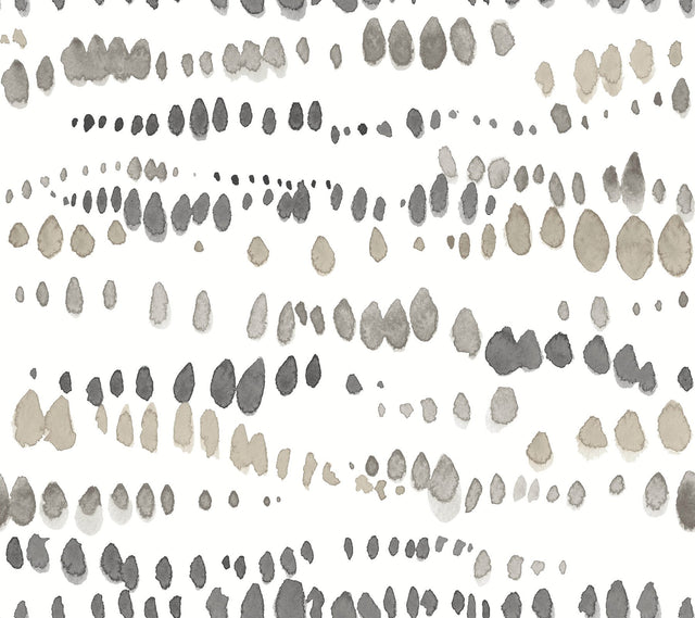Dewdrops Black & Taupe Wallpaper with Bohemian Modern Pattern - York AG2046