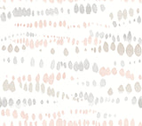 Dewdrops Pink & Grey Wallpaper with Bohemian Modern Watercolor Dot Motif - York AG2047