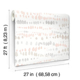 Dewdrops Pink & Grey Wallpaper with Bohemian Modern Watercolor Dot Motif - York AG2047