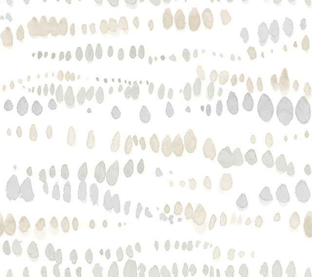 Dewdrops Neutral Wallpaper with Bohemian Modern Abstract Pattern - York AG2048