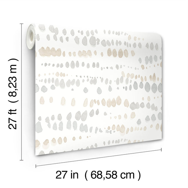 Dewdrops Neutral Wallpaper with Bohemian Modern Abstract Pattern - York AG2048