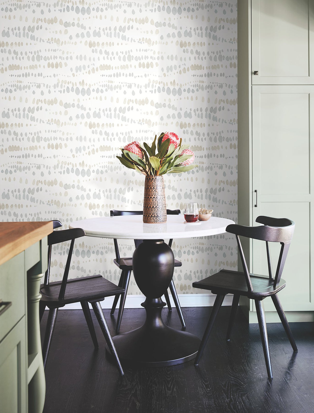 Dewdrops Neutral Wallpaper with Bohemian Modern Abstract Pattern - York AG2048