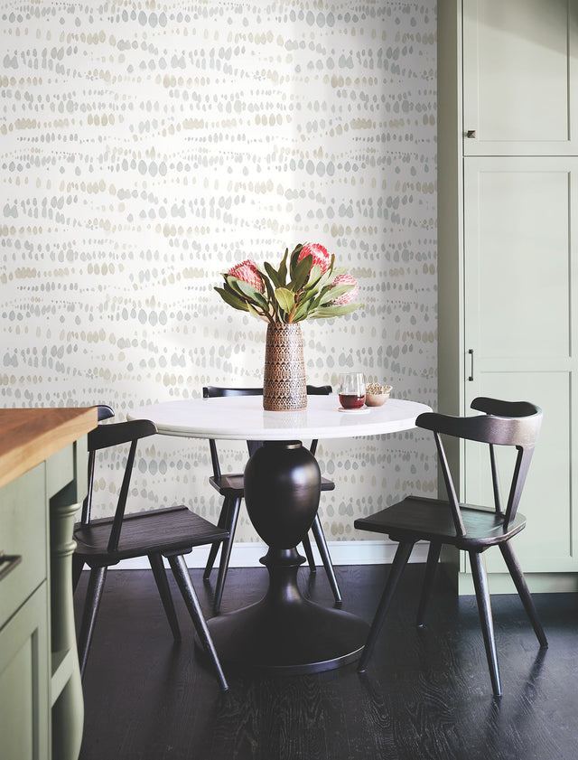 Dewdrops Neutral Wallpaper with Bohemian Modern Abstract Pattern - York AG2048