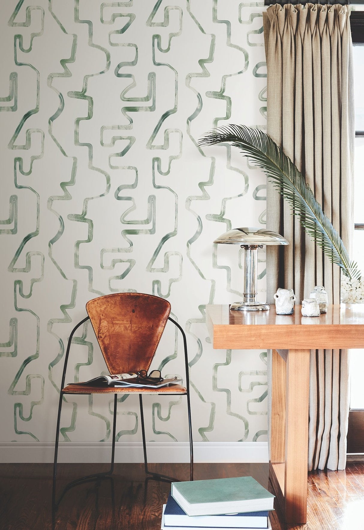 Abstract Aura Green & Grey Wallpaper with Modern Geometric Watercolor Pattern - York AG2051SAM