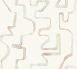 Abstract Aura Caramel & Cream Wallpaper with Modern Geometric Watercolor Lines - York AG2052