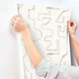 Abstract Aura Caramel & Cream Wallpaper with Modern Geometric Watercolor Lines - York AG2052SAM