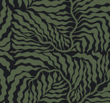 Fern Fronds Black & Green Wallpaper with Botanical Modern Pattern - York AG2061