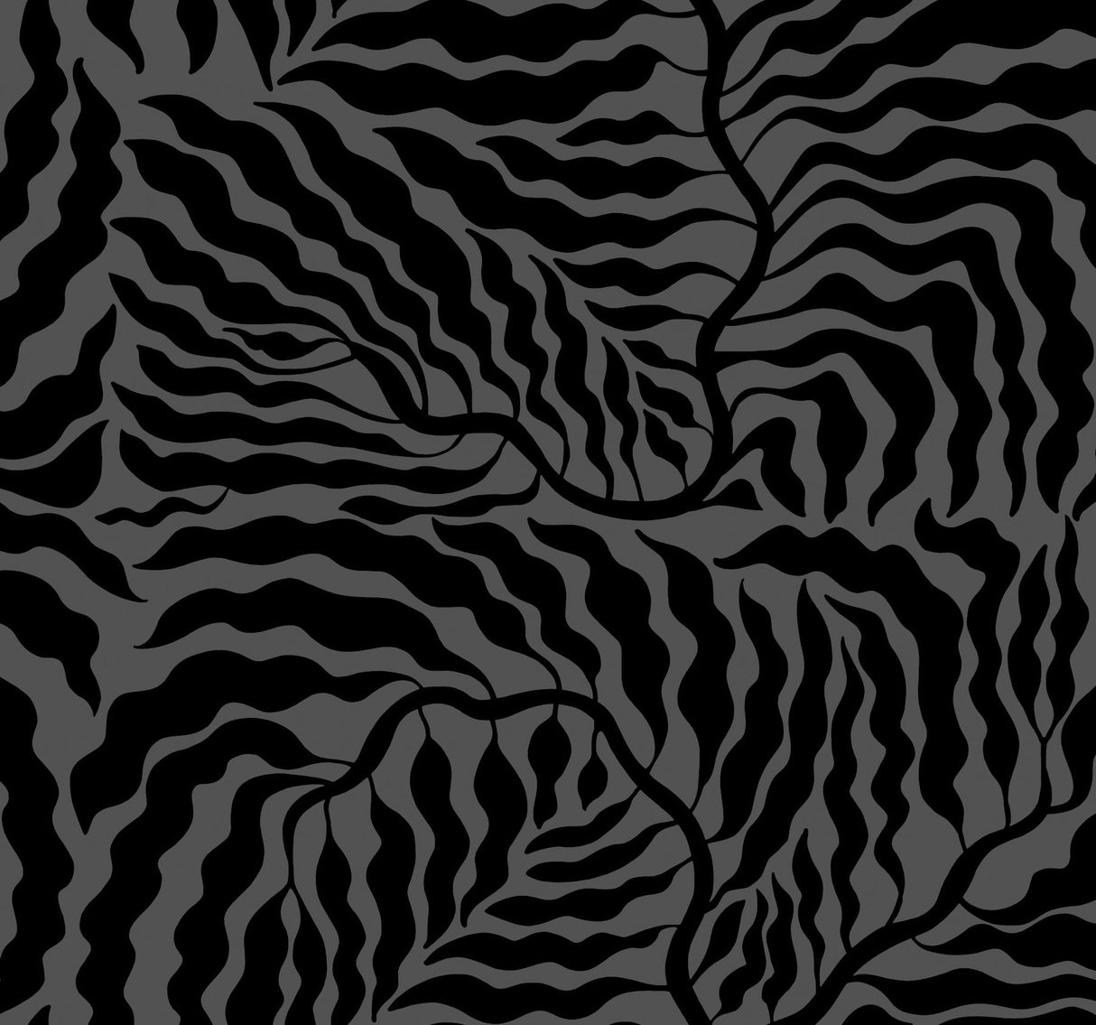 Fern Fronds Black Wallpaper with Metallic Effect - York AG2062