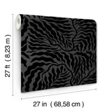 Fern Fronds Black Wallpaper with Metallic Effect - York AG2062
