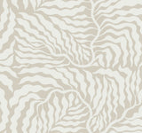 Fern Fronds Taupe & White Wallpaper with Modern Botanical Pattern - York AG2063