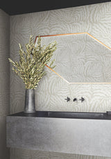 Fern Fronds Taupe & White Wallpaper with Modern Botanical Pattern - York AG2063