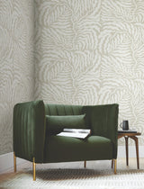 Fern Fronds Taupe & White Wallpaper with Modern Botanical Pattern - York AG2063