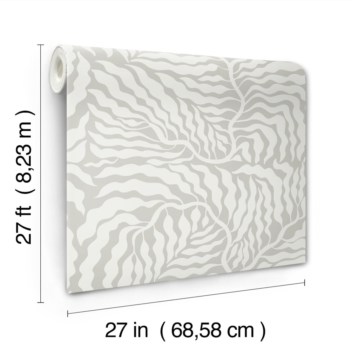 Fern Fronds Grey & White Wallpaper with Modern Botanical Pattern - York AG2064