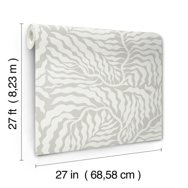 Fern Fronds Grey & White Wallpaper with Modern Botanical Pattern - York AG2064