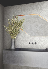 Fern Fronds Grey & White Wallpaper with Modern Botanical Pattern - York AG2064