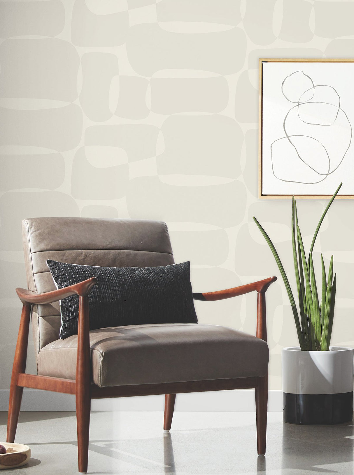 Block Caramel & Cream Wallpaper with Retro Geometric Pattern - York AG2071
