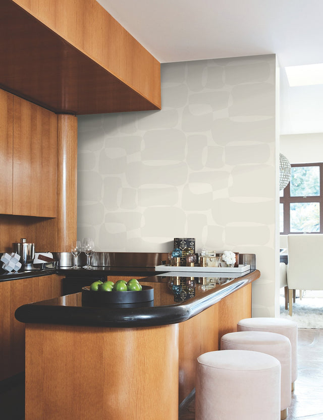 Block Caramel & Cream Wallpaper with Retro Geometric Pattern - York AG2071