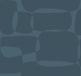 Block Peacock Blue Wallpaper with Metallic Retro Geometric Pattern - York AG2075