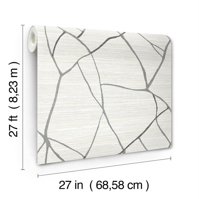 Raska Ivory Faux Grasscloth Modern Wallpaper - York AG2081