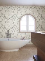 Raska Ivory Faux Grasscloth Modern Wallpaper - York AG2081