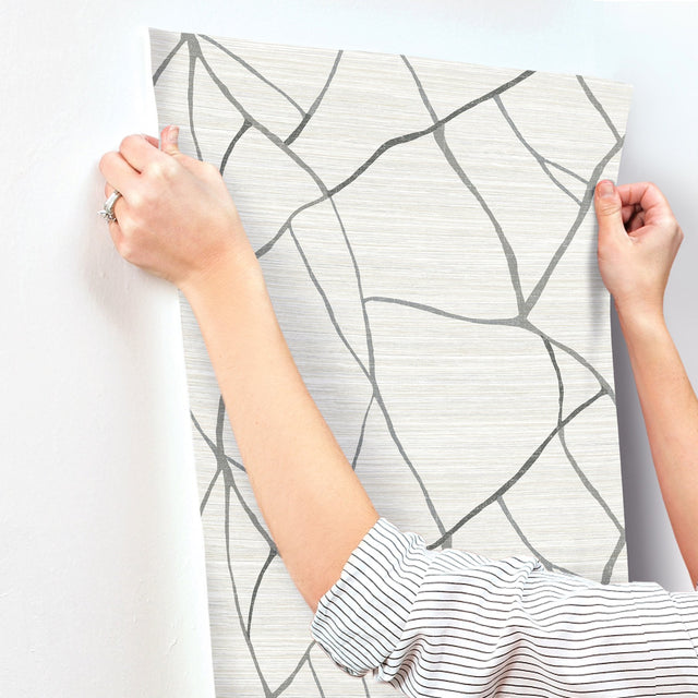 Raska Ivory Faux Grasscloth Modern Wallpaper - York AG2081