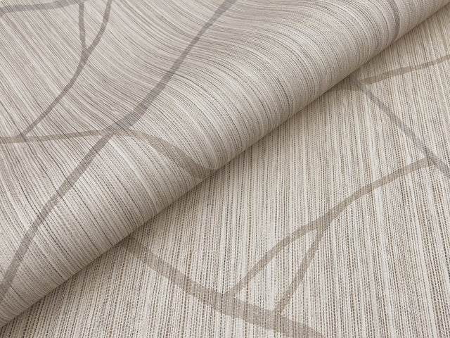 Raska Taupe Wallpaper with Faux Grasscloth Linear Motif - York AG2082