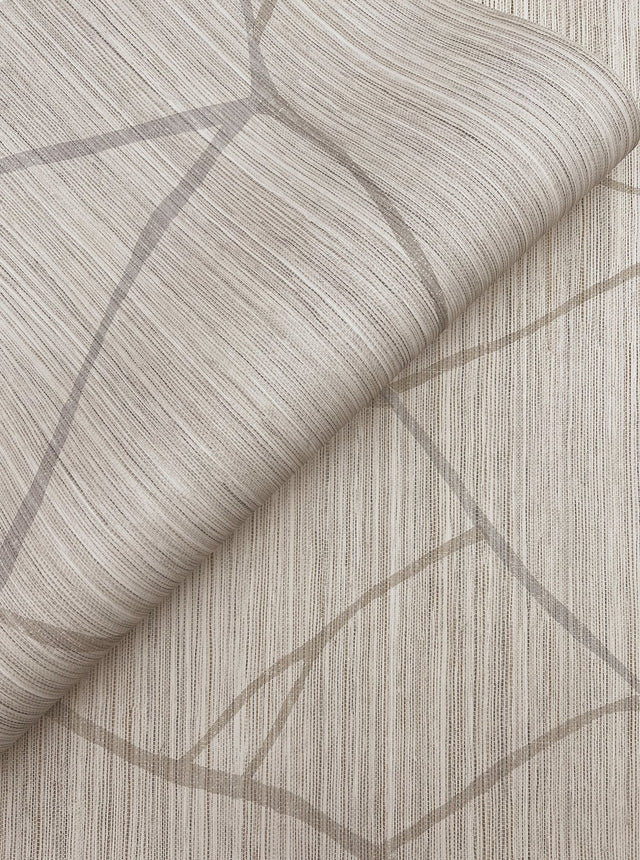 Raska Taupe Wallpaper with Faux Grasscloth Linear Motif - York AG2082