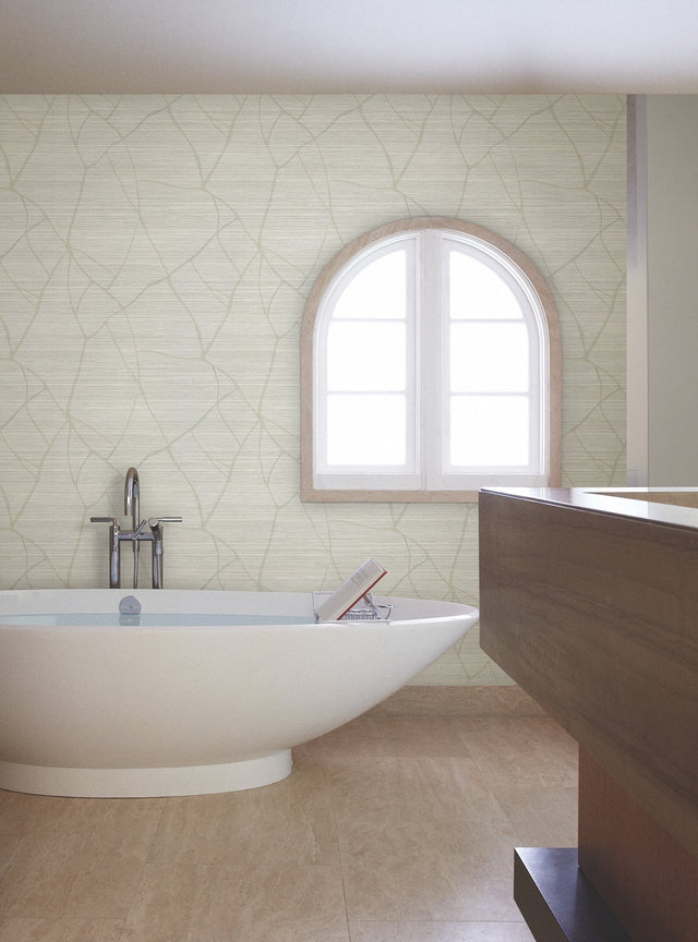 Raska Sand Wallpaper with Modern Faux Grasscloth Textured Pattern - York AG2083