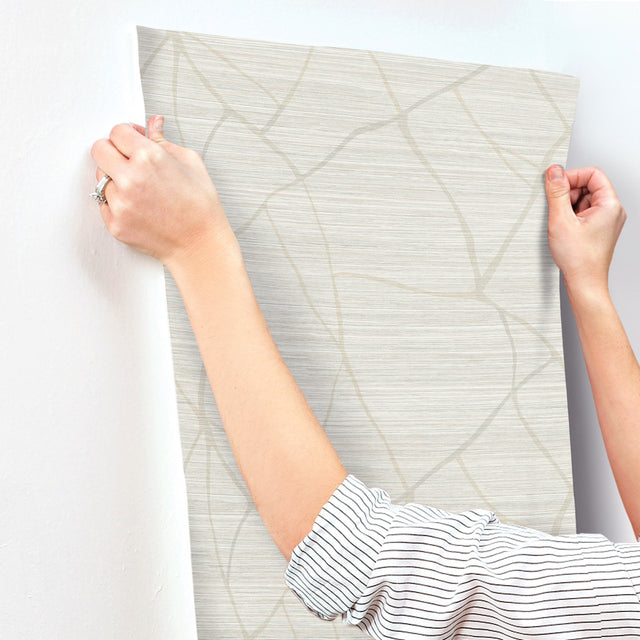 Raska Sand Wallpaper with Modern Faux Grasscloth Textured Pattern - York AG2083