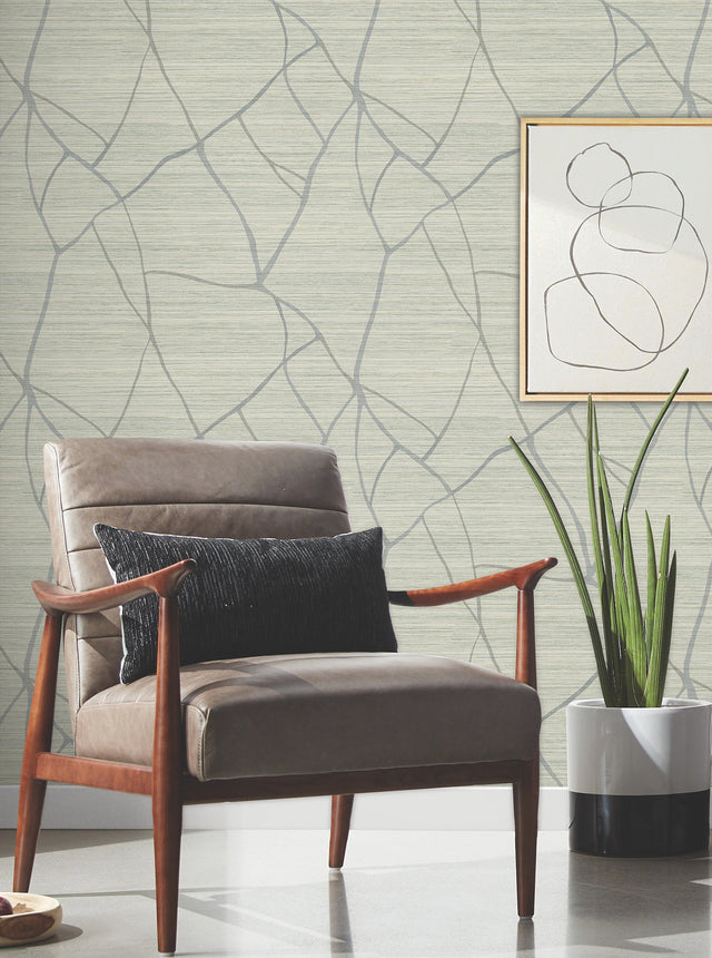 Raska Jade Faux Grasscloth Modern Wallpaper - York AG2084