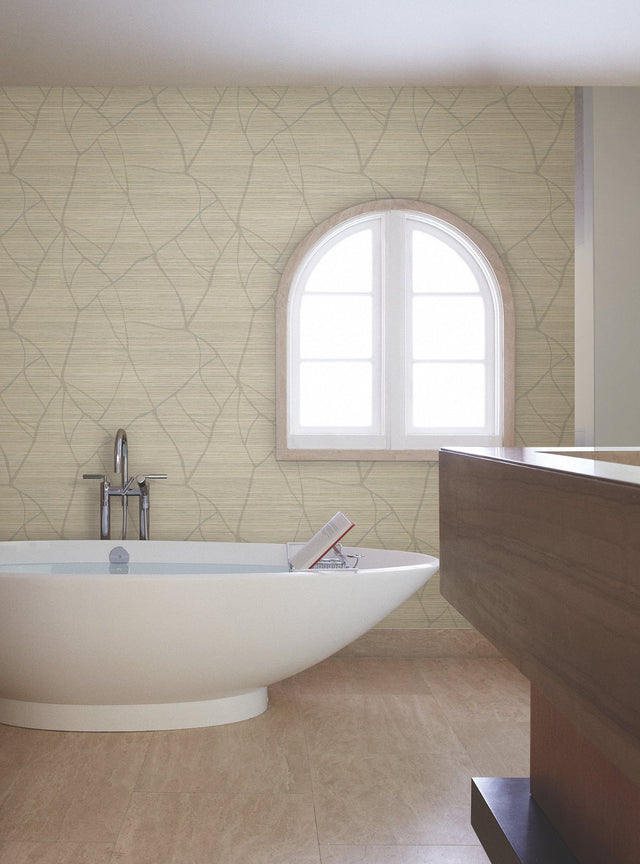 Raska Camel Faux Grasscloth Modern Prepasted Wallpaper - York AG2085