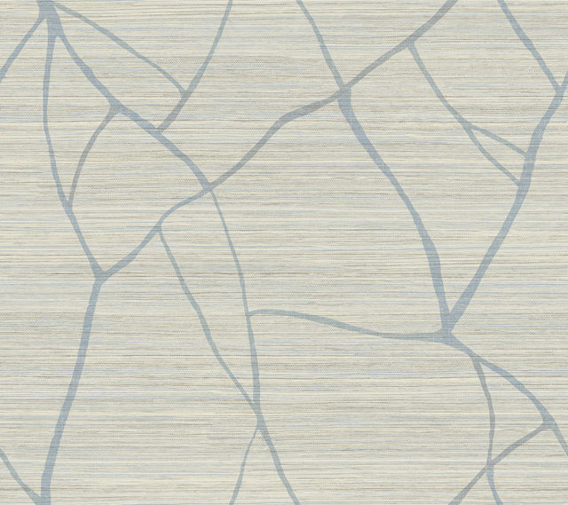 Raska Smokey Blue Faux Grasscloth Modern Wallpaper - York AG2086