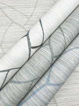 Raska Smokey Blue Faux Grasscloth Modern Wallpaper - York AG2086