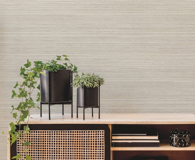 Fountain Grass Taupe Wallpaper with Faux Grasscloth Texture - York AG2088