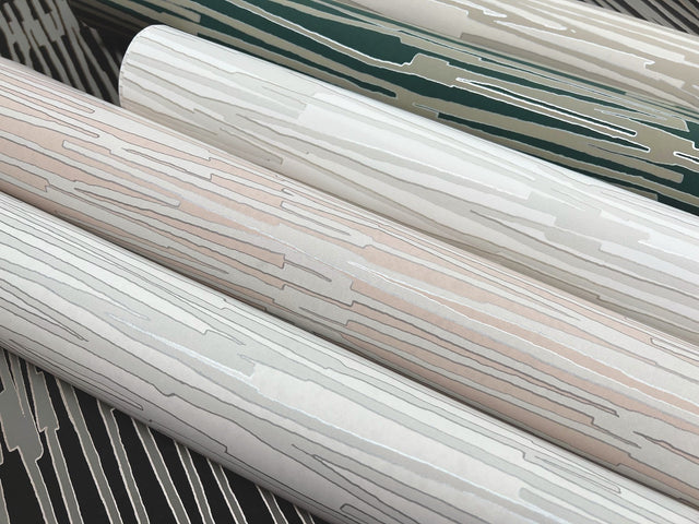 Water Reed Thatch Dove & Silver Wallpaper with Metallic Modern Bohemian Pattern - York AG2092