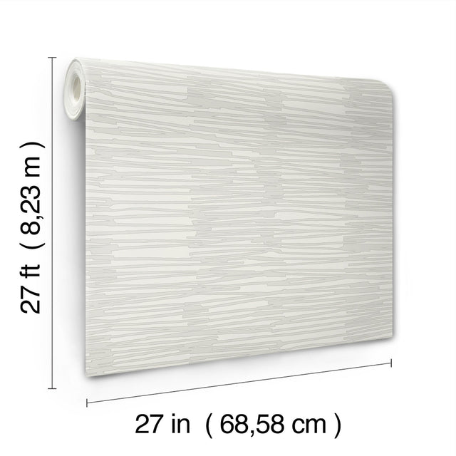 Water Reed Thatch Dove & Silver Wallpaper with Metallic Modern Bohemian Pattern - York AG2092