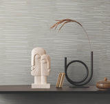 Water Reed Thatch Dove & Silver Wallpaper with Metallic Modern Bohemian Pattern - York AG2092