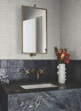 Water Reed Thatch Dove & Silver Wallpaper with Metallic Modern Bohemian Pattern - York AG2092