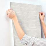 Water Reed Thatch Dove & Silver Wallpaper with Metallic Modern Bohemian Pattern - York AG2092