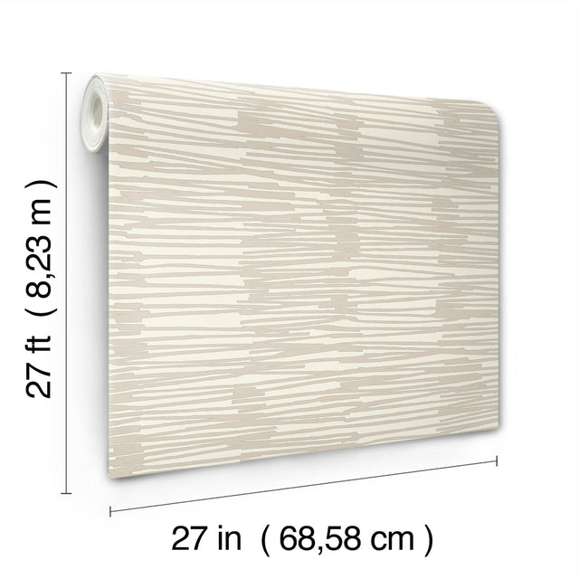 Water Reed Thatch Linen & Silver Wallpaper with Metallic Modern Bohemian Pattern - York AG2093