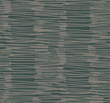 Water Reed Thatch Forest & Silver Wallpaper with Metallic Modern Bohemian Stripe Texture - York AG2094