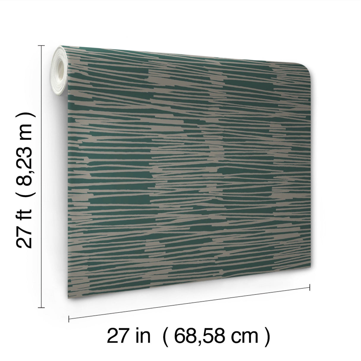 Water Reed Thatch Forest & Silver Wallpaper with Metallic Modern Bohemian Stripe Texture - York AG2094