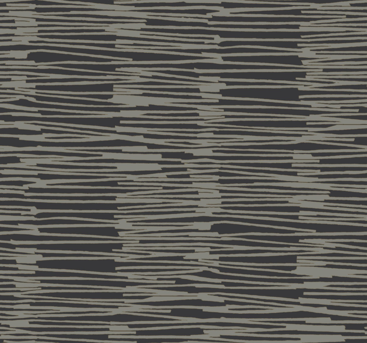 Water Reed Thatch Black & Gold Wallpaper with Metallic Modern Bohemian Striped Motif - York AG2095