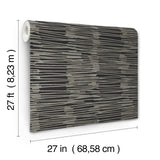 Water Reed Thatch Black & Gold Wallpaper with Metallic Modern Bohemian Striped Motif - York AG2095